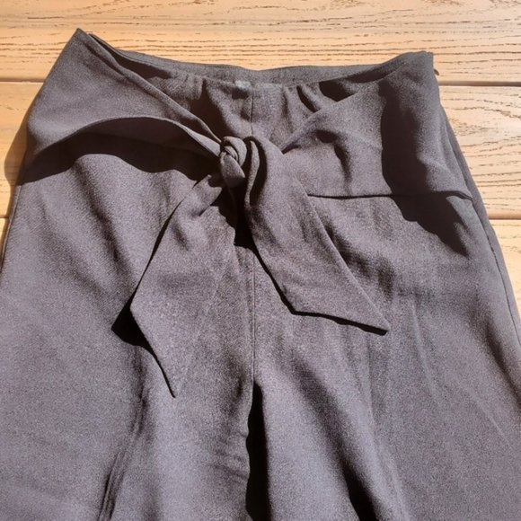 Express High Rise Cropped Culottes Pants Preppy Tie Waist Work Office Wide Leg 6 - Picture 8 of 9